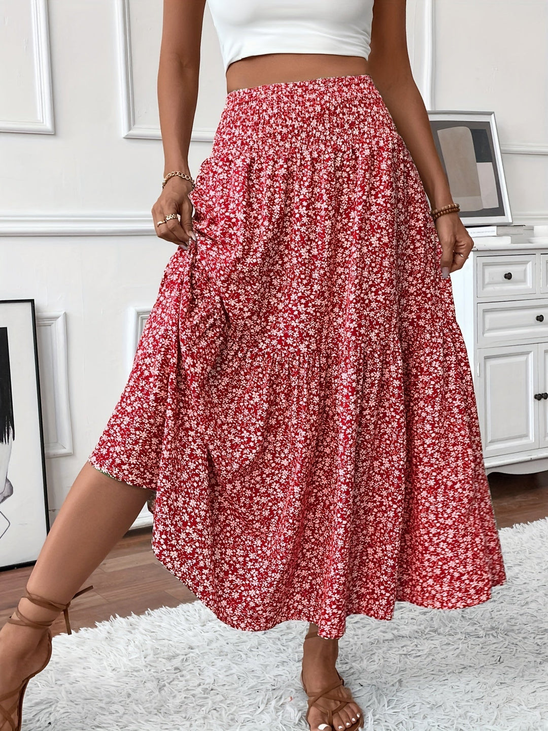 Tahlia | Tiered Floral Maxi Skirt