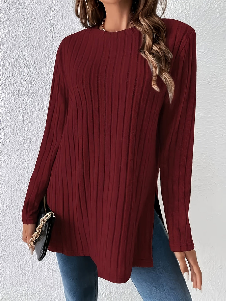 Charlotte - Crew Neck Ribbed T-Shirt