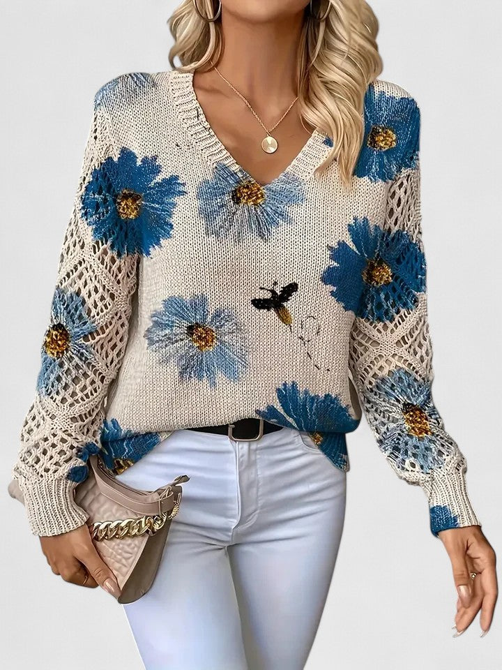 Adele | Elegant jumper with floral pattern