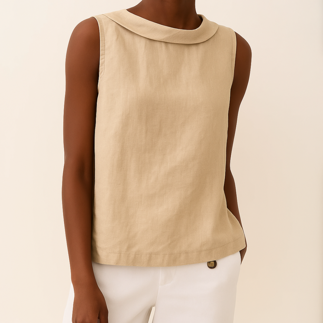 Thalia | Sleeveless Roll Collar Top