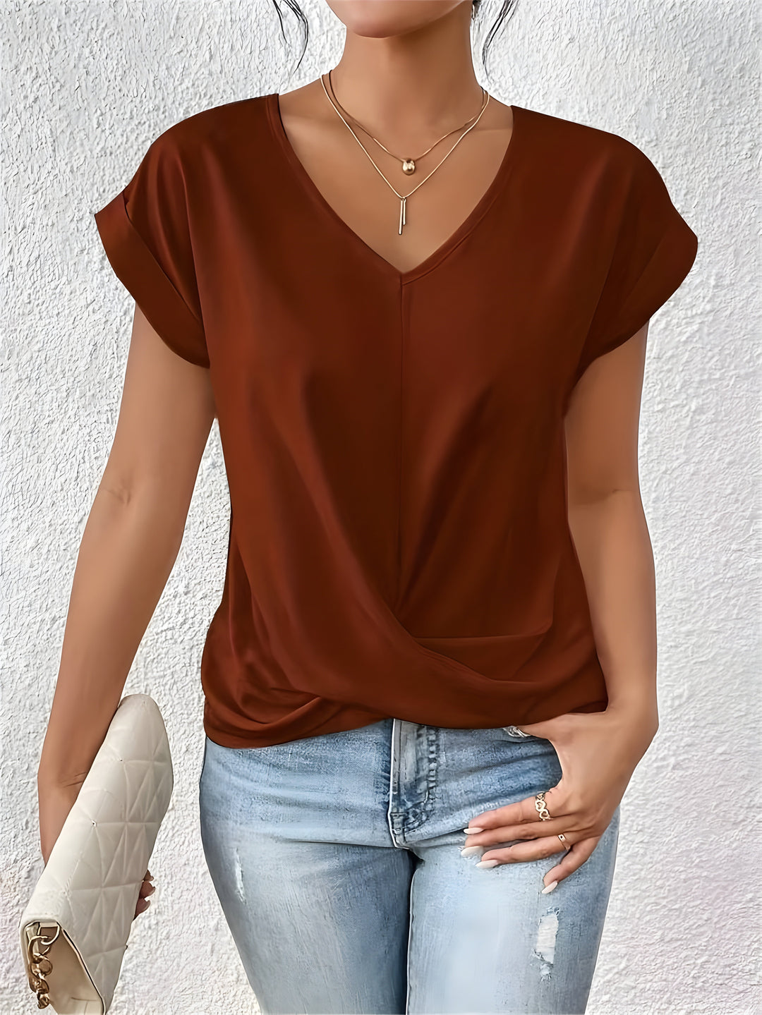 Violet | Twist Front V-Neck Top