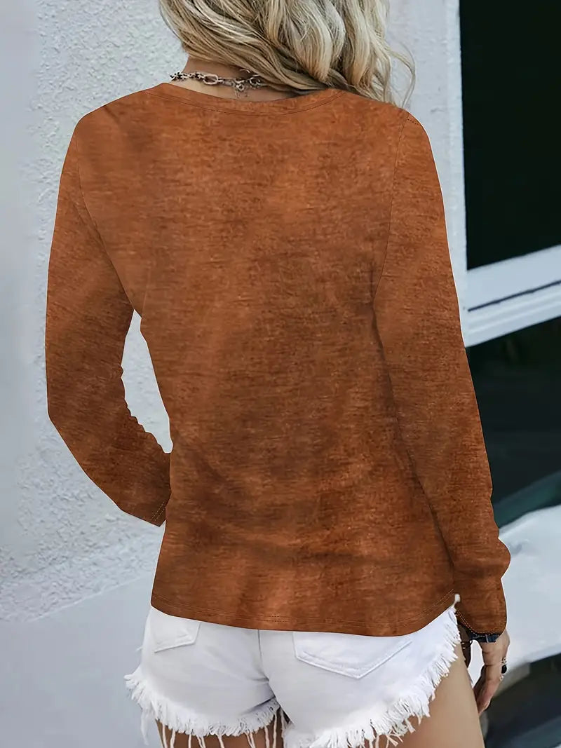Fenira | Casual Round Neck Long Sleeve Top