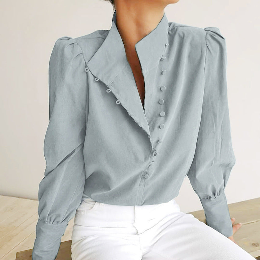 Matilda - Classy Button Front Long Sleeve Blouse