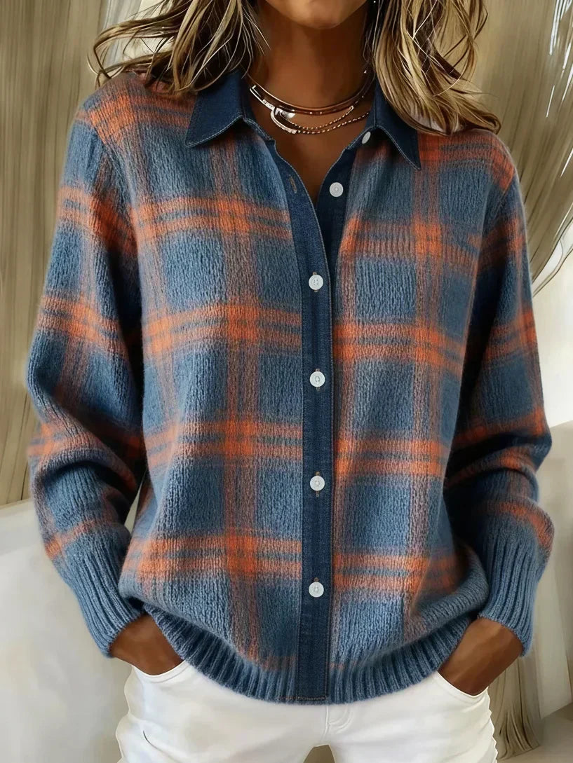 Riley | Retro Contrast Plaid Sweater